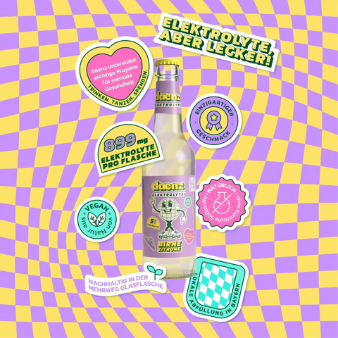 daenz - DIE Elektrolyte-Brause gegen Erschöpfung, 899 mg Elektrolyte pro Flasche, vegan, natürlicher Geschmack.